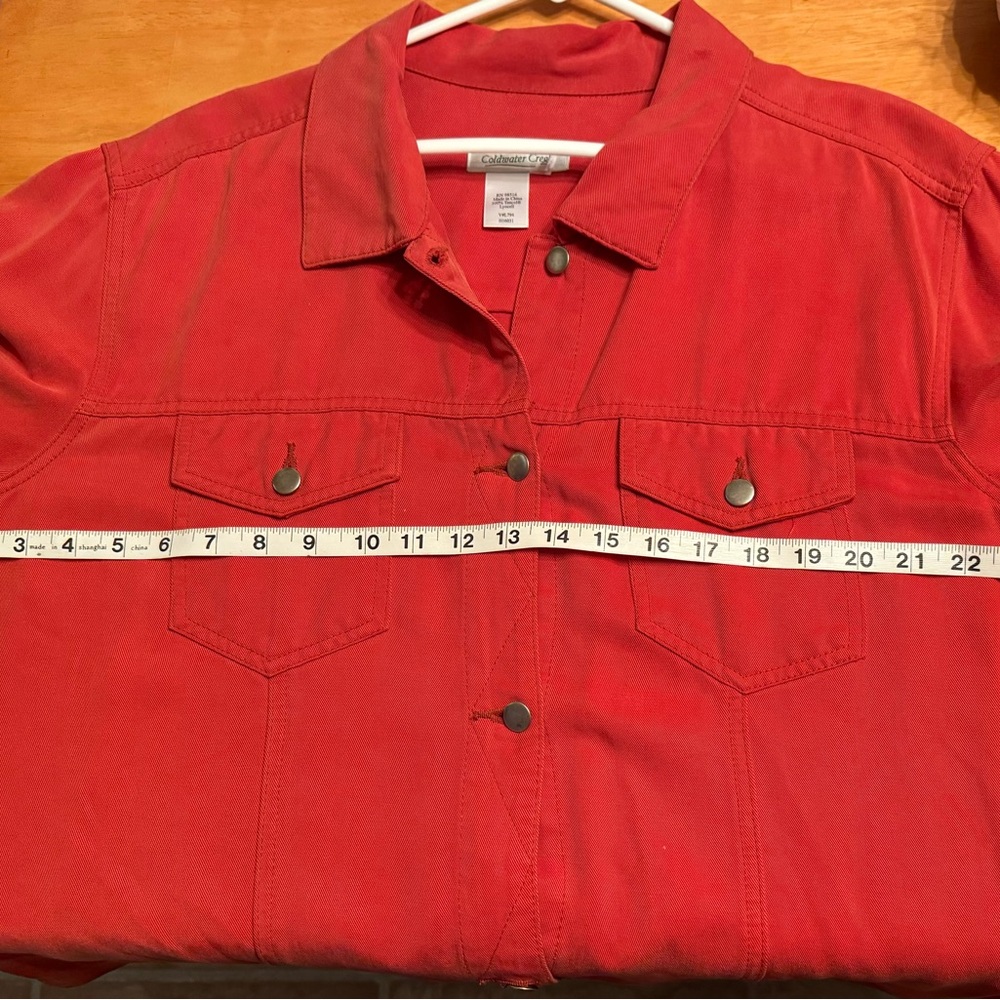 Coldwater Creek Plus Size - 1X - Mid-weight Orange Red Shirt Jacket - Picture 6 of 7